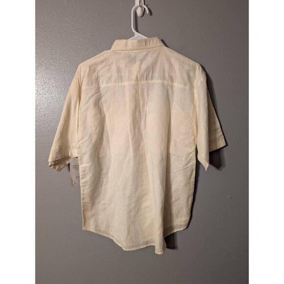 Vintage Gitano Missy Ramie Cotton Shirt M Cream Short Sleeve Button Front 90s - Picture 2 of 5